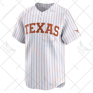 Nouvelle personnalisation Meilleure qualité Université du Texas Longhorns Respirant College Limited Baseball Jersey - White Pinstripe - Product Image 2