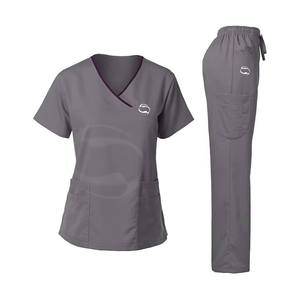 Conjuntos superiores médicos hombres mujeres Unisex cuello en V Spandex Hospital enfermería Scrub uniformes mujer Jogger Scrub Set - Product Image 1