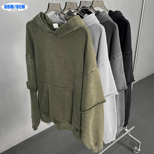 Durable 300 GSM Brodé Uni Teint Hoodies Élégant Unisexe Surdimensionné Coton Sweatshirts Confortable Chaud Casual Wear Factory - Product Image 2