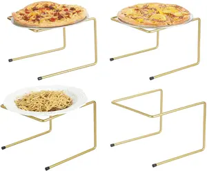 Modern Gold Polished <b>Pizza</b> Stand Set of 4 in Iron Trending Handmade Tableware Perfect for Display Use at Affordable Prices - Product Image 1