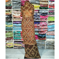 Foulard africain respirant, lourd, perlé, imprimé, en tissu de dentelle polyvalent, pour toutes les saisons (printemps, été, automne, hiver)