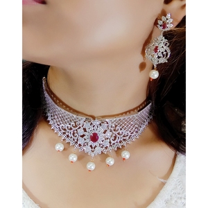 Collier pendentif en zircon rose pour les occasions de mariage - Product Image 1