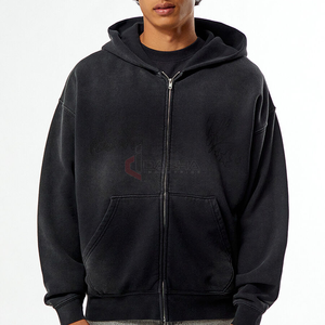 Sweat à capuche en coton peluche lourd surdimensionné lavé à l'acide unisexe Streetwear pull tendance de la mode - Product Image 1