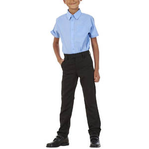 Service personnalisé OEM, vêtements d'école de haute qualité pour garçons, chemise à manches courtes bleu ciel avec pantalon gris, uniforme scolaire - Product Image 1
