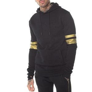 Sudadera con capucha de algodón personalizada para hombre, conjuntos de dos piezas con logotipo personalizado para hombre, ropa deportiva, conjunto de chándal para hombre con rayas laterales, entrenamiento de gimnasia - Product Image 4