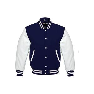 Veste universitaire brodée avec logo personnalisé pour hommes manches en cuir de laine respirante High Street CollegeBaseballjacket pour hommes - Product Image 1