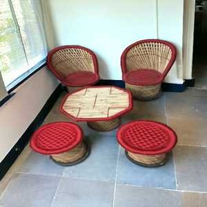 Ensemble de chaises ottomanes en bambou au design moderne multicolore Table pour chambre d'hôtel Restaurant extérieur Salon Balcon-Vente en gros - Product Image 6