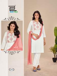 Maruti moda mujer Festival boda desgaste rayón 14Kg bordado indio y pakistaní Top pantalón con Nazneen Dupatta - Product Image 3