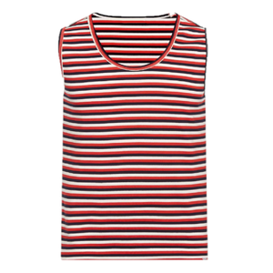 Camiseta sin mangas a rayas con cuello redondo para mujer, blusa Multicolor a rayas con patrón, diseño personalizado de primera calidad, OEM, gran oferta - Product Image 3