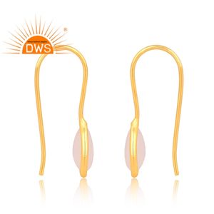 Best Quality Sterling Silver 18K Gold Plated Natural White Opal Gemstone <b>Dangle</b> <b>Earring</b> Demi <b>Fine</b> Jewelry Manufacturer - Product Image 3