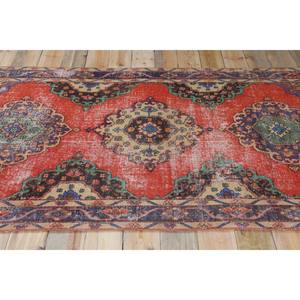 Alfombra Turca de 4.7x12.5 pies, Alfombra Roja con Diseño Geométrico de Lana - Product Image 3