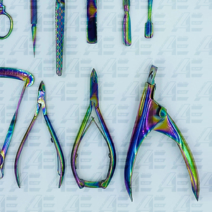 ชุดอุปกรณ์ทำเล็บมืออาชีพ 10 ชิ้น สแตนเลสสตีลสีรุ้ง คีมตัดหนังกำพร้าแบบสองด้าน กรรไกรตัดเล็บ คุณภาพสูง - Product Image 3