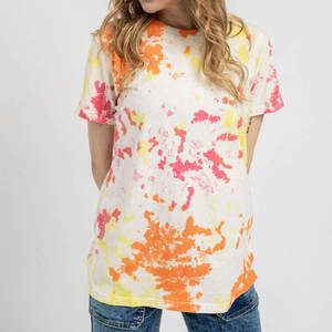 Camiseta de talla grande de primera calidad OEM para mujer, camiseta con tinte de corbata, Camiseta de algodón 100% con gráfico de gran tamaño, camisetas Unisex - Product Image 6