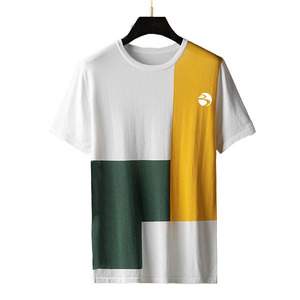 Nueva tendencia de moda suelta de verano, camiseta informal de manga cinco cuartos con costuras en contraste de Color, camiseta de manga corta para hombre - Product Image 3