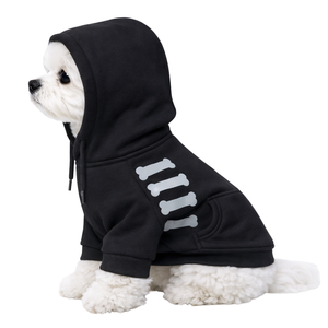 เสื้อฮู้ดสุนัขสีดำพร้อมลายสะท้อนแสง เสื้อสเวตเชิ้ตขนแกะนุ่มสำหรับสัตว์เลี้ยงพร้อมฮู้ด เสื้อคลุมอุ่นสบายสำหรับฤดูหนาวสำหรับสุนัขขนาดเล็กถึงขนาดกลาง - Product Image 3