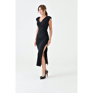 Vestido midi cruzado con abertura y cuello cruzado - Product Image 6