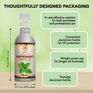 Aceite Esencial de Menta Aromatika 500ml, Aceite de Mentha Piperita Destilado al Vapor para Uso en Spa, Salón y Masajes - Product Image 4