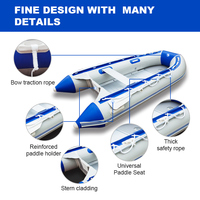 Bateau gonflable de 10 pieds pour 2 à 3 personnes avec rames en aluminium, bateau de radeau gonflable portable en PVC, bateau de dériveur gonflable Sport Tender