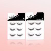 3 Paires de Faux Cils Synthétiques Faits Main Effet Œil de Chat avec Bande Transparente Invisible, Longueurs 10mm-25mm, Volume Naturel Effet Clavier