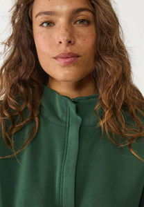 Sudadera de tacto suave para mujer de cuello alto verde botella de alta demanda con cremallera y mangas largas sudaderas con capucha de entrenamiento de gimnasio para mujer - Product Image 3