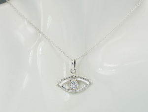 925 argent sterling massif à facettes topaze blanche style oeil mois d'avril pendentif pierre de naissance - Product Image 4