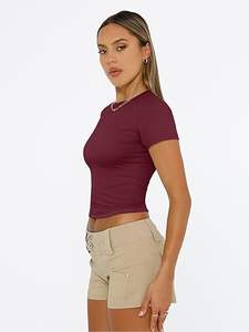 T-shirts courts à manches courtes, col rond, style décontracté - Product Image 3