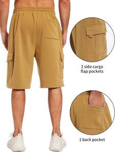 Custom Screen Printing Logo Reflective Cotton <b>Shorts</b> for <b>Men</b> Washed Decoration <b>Fleece</b> Fabric Cargo Style gym <b>Shorts</b> - Product Image 3