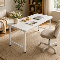 Table blanche moderne avec pieds en métal, bureau minimaliste pour bureau à domicile, salle d'étude, cuisine et salle à manger