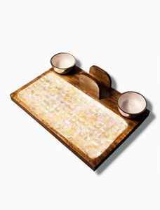 Plato de servir de madera de nácar más vendido con tazón a bajo precio de la India - Product Image 4