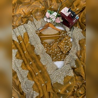 Broderie de haute qualité avec fils complexes et sequins, design indien pour sari en mousseline LD CREATION, séchage rapide, protection solaire