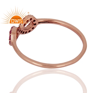 Meilleure vente Bague empilable en argent sterling plaqué or rose saphir rose naturel bague personnalisée fabricant de bijoux - Product Image 3