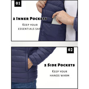Chaqueta Acolchada Ligera de Moda para Hombre, Cuello Alto, Resistente al Agua, Cortavientos, con Cremallera, Abrigo Cálido Informal para Trabajo al Aire Libre, Invierno - Product Image 4