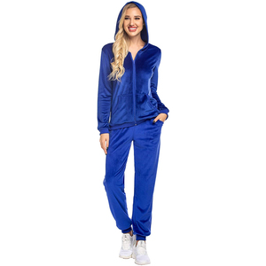 Custom <b>Velvet</b> Velour <b>Women's</b> Winter Sport Tracksuit Solid Pattern Long Tops <b>Jacket</b> and Jogger Set - Product Image 2