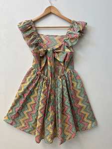 New Summer Print Party Wear Sexy Mini Length Deep Cotton Printed Hand Block Print Mini Boho Short Unique Back Design <b>Dresses</b> set - Product Image 5