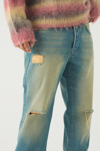 Jeans pour hommes noirs extrêmement baggy délavés à l'acide de haute qualité personnalisés en gros dernier design - Product Image 6