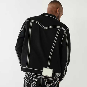 Chaqueta vaquera de Estilo Vintage para hombre, abrigo abotonado transpirable, prendas de vestir informales, temporada de invierno, patrón sólido, ropa de calle OEM, pantalones vaqueros delanteros - Product Image 3