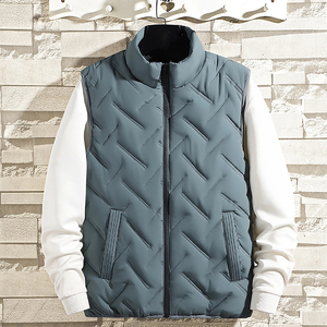 Veste sans manches matelassée en duvet d'hiver décontractée pour homme Logo personnalisé Tissu en toile Col montant à capuche - Product Image 3