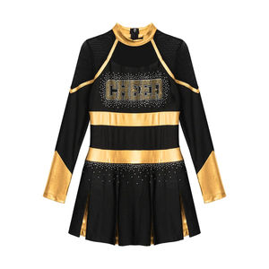 La pratique de cheerleading pratique de nouvelle mode place des uniformes à motif solide au-dessus du genou avec des hauts courts - Product Image 1