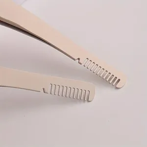 แหนบขนตาปลอมสแตนเลสสีขาวสำหรับแต่งขนตาปลอมทำจากสเตนเลสแบบมืออาชีพพร้อมหวีที่หางโดย kkz - Product Image 4