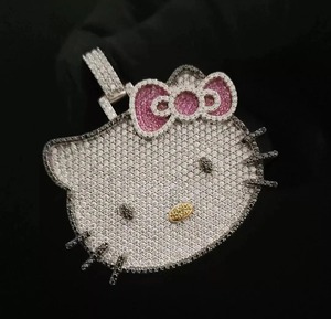 ลดกระหน่ำสร้อยคอรูปแมว Hello Kitty สำหรับเด็กผู้หญิงน่ารักสร้อยคอรูปการ์ตูนประดับเพชรเต็มจี้สำหรับงานเลี้ยงของขวัญ