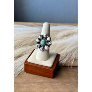 Bague ajustable en argent sterling avec pierres multiples faites à la main du sud-ouest, sertie en clos - Product Image 1