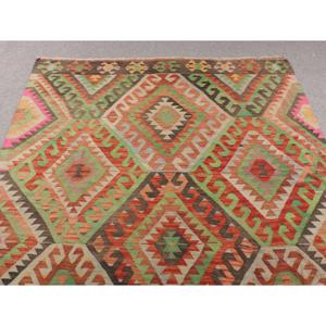 Alfombra Turca Vintage de 5.2x10.4 pies, Alfombra Grande, Alfombra de Lana con Estampado Animal Rojo y Verde - Product Image 4