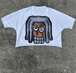 Camisetas de algodón 100% de alto gramaje con estampado puff para hombre, estilo urbano, lavado a la piedra, hombros caídos, lisas, antiencogimiento - Product Image 3