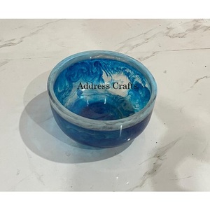 Bol de service à salade bleu en résine fait à la main de haute qualité sans plomb écologique style américain fête mariages maison hôtel ustensiles de cuisine - Product Image 1