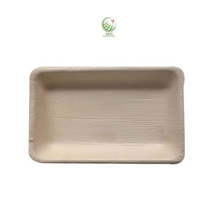 Assiettes à dîner jetables biodégradables écologiques de 3.5 cm de rectangle profond plat de feuille de palmier pour le service de nourriture de mariage - Product Image 1