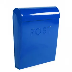 주석 편지 상자 정원 교수형 우편함 벽걸이 형 장식 아연 도금 포스트 박스 뉴스 종이 상자 블루 컬러 포스트 로고 양각
