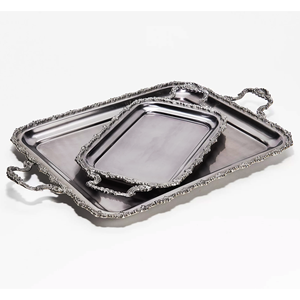 Bandeja rectangular moderna de acero inoxidable con patrón, apta para lavavajillas, clasificación de alimentos personalizable para el hogar, hoteles, restaurantes - Product Image 2