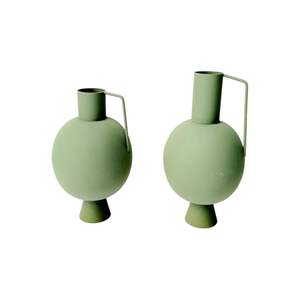 Wholesale Nordic Sage Green Iron <b>Vase</b> Durable Metal <b>Flower</b> Bucket with Handle Creative Decorative Plant Pot <b>for</b> Living RoomDecor - Product Image 2
