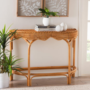 DreamCraft Vietnam 41,2 "antiguo moderno ratán madera maciza consola Mesa almacenamiento para entrada sala de estar Hotel dormitorio granja - Product Image 6