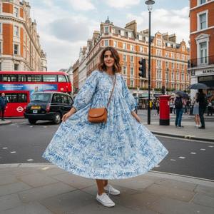 Vestido Midi Bohemio de Algodón con Estampado Floral Hecho a Mano para Niñas y Mujeres, Mayorista del Fabricante, Vestido para Bodas y Festivales, Regalo - Product Image 2